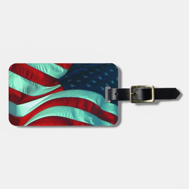 Etiqueta Para Maletas Bandera Patriótica Americana (Frente Horizontal)