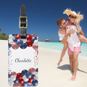 Etiqueta Para Maletas Bandera patriótica de los Estados Unidos nombre az