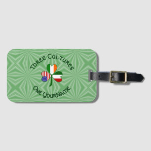 Etiqueta Para Maletas Bandera personalizada de trébol italo-irlandés ame