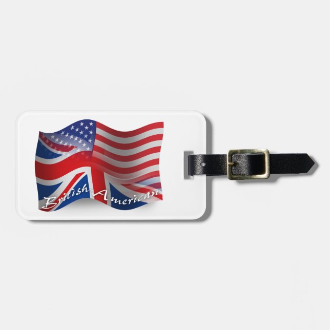 Etiqueta Para Maletas Bandera que agita Británico-Americana (Frente Horizontal)