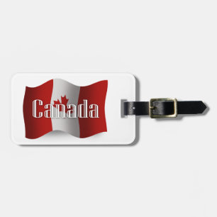 Etiqueta Para Maletas Bandera que agita de Canadá