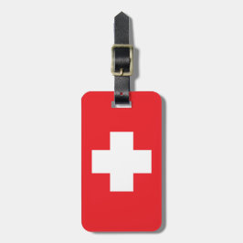 Etiqueta Para Maletas Bandera suiza simple roja