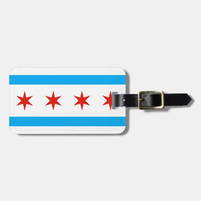 Etiqueta Para Maletas Bandera tradicional de Chicago (Frente Horizontal)