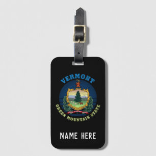 ETIQUETA PARA MALETAS BANDERA VERMONT VERDE MONTAÑA ESTATAL