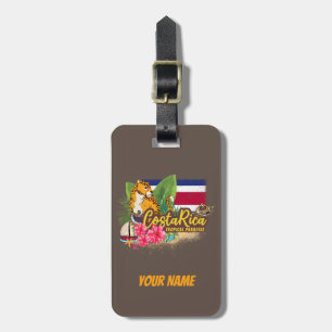Etiqueta Para Maletas Bandera vintage retro gran gato de Costa Rica Souv