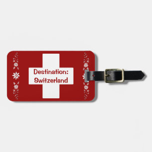 Etiqueta Para Maletas Bandera y edelweiss suizos