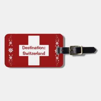 Etiqueta Para Maletas Bandera y edelweiss suizos