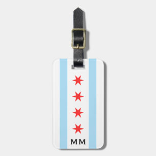 Etiqueta Para Maletas Bandera y monograma de Chicago