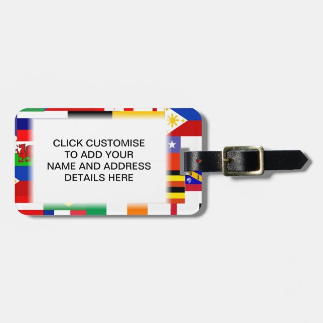 Etiqueta Para Maletas Banderas del collage del mundo (Frente Horizontal)