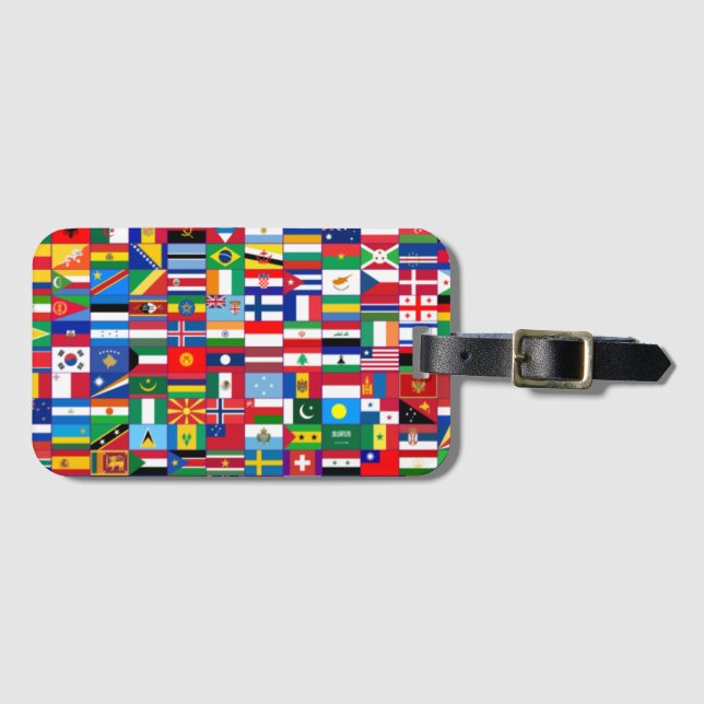 Etiqueta Para Maletas Banderas del mundo (Anverso horizontal)