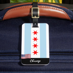 Etiqueta Para Maletas Banderas Patrióticas de Chicago, Estados Unidos, B