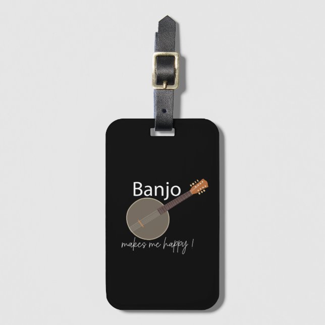 Etiqueta Para Maletas Banjo me hace feliz (Anverso vertical)