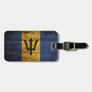 Etiqueta Para Maletas Barbados señalan por medio de una bandera en grano