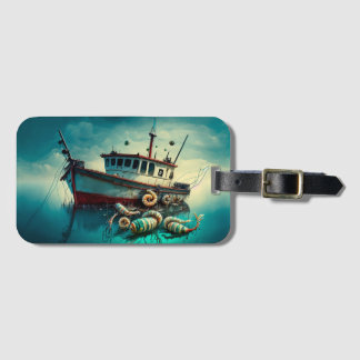 Etiqueta Para Maletas Barco Camarón Fantasioso y Placa de Camión para Ca