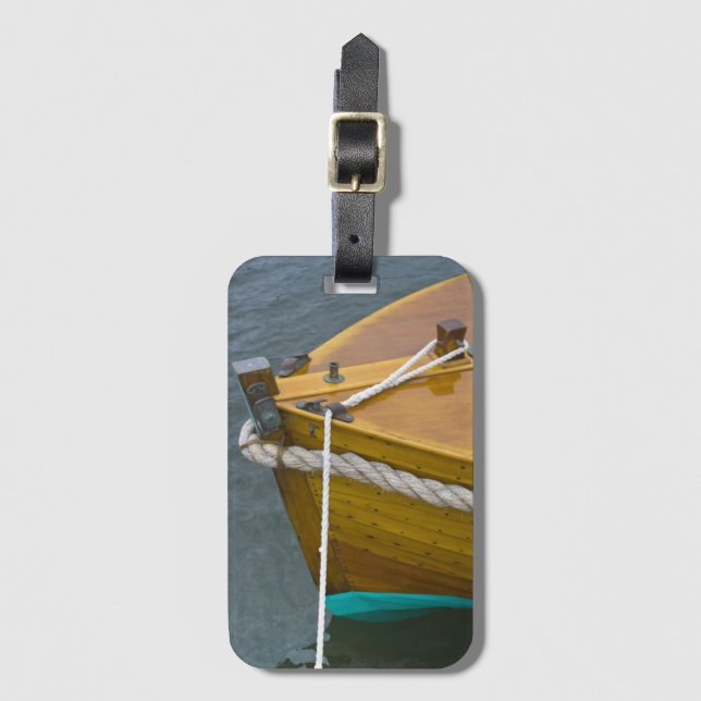 Etiqueta Para Maletas Barco De Madera En Agua (Anverso vertical)