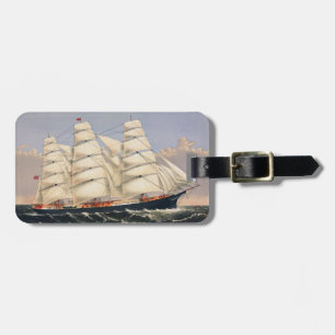 Etiqueta Para Maletas Barco de Vela Náutico Antiguo Currier & Ives