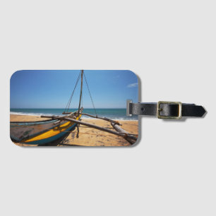 Etiqueta Para Maletas Barco Pesquero Aburrido En La Playa