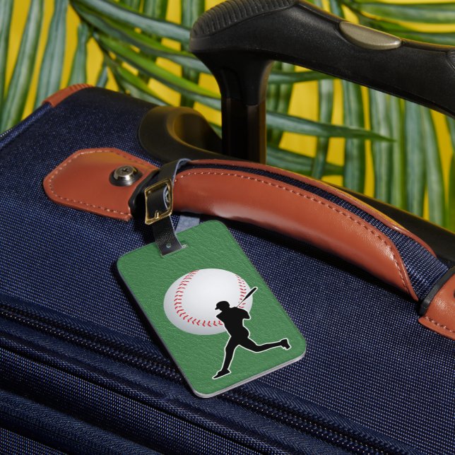 Etiqueta Para Maletas Baseball - Ball and Player silhouette Name Address (Anverso In situ 1)