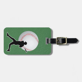 Etiqueta Para Maletas Baseball - Ball and Player silhouette Name Address