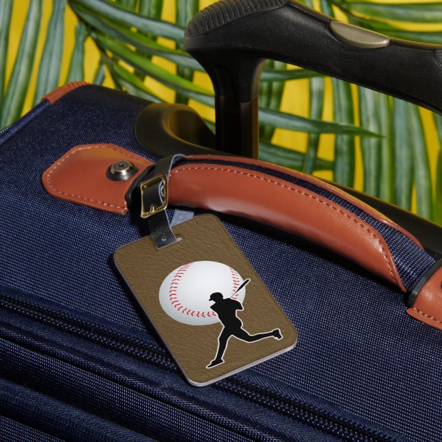 Etiqueta Para Maletas Baseball - Ball and Player silhouette Name Address (Anverso In situ 1)