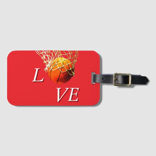 Etiqueta Para Maletas Basketball I Love (Anverso horizontal)