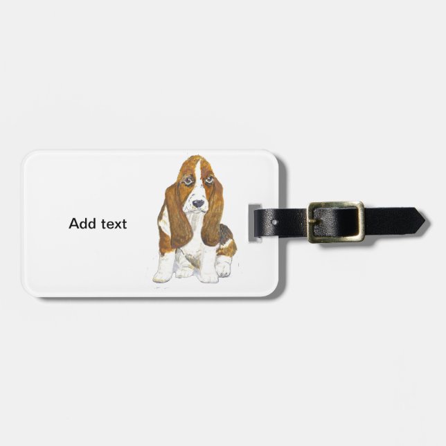 Etiqueta Para Maletas Basset Hound (Frente Horizontal)