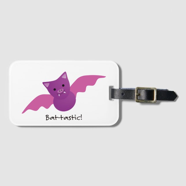 Etiqueta Para Maletas Bate rosa Batástico (Anverso horizontal)