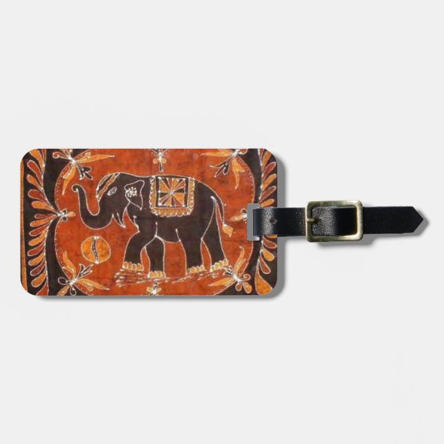 Etiqueta Para Maletas Batik del elefante (Frente Horizontal)