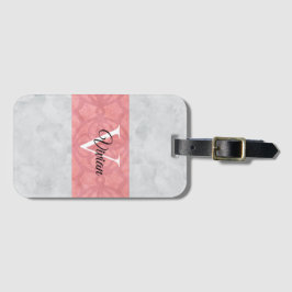 Etiqueta Para Maletas Batita Rosa Ruddy Y Acuarela Gris Monogramada N
