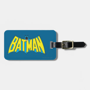 Etiqueta Para Maletas Batman Logotipo azul amarillo vintage
