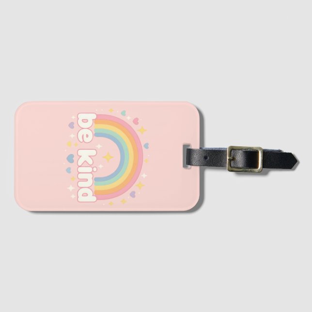 Etiqueta Para Maletas Be Kind – Rainbow Pastel Positivity (Anverso horizontal)