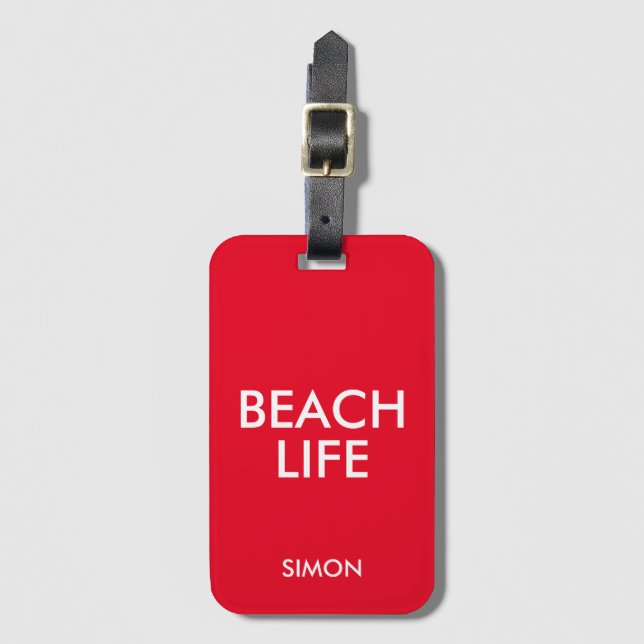 Etiqueta Para Maletas Beach Life Lifeguard Gift Red (Anverso vertical)