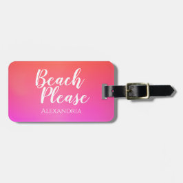 Etiqueta Para Maletas Beach Rosa Naranja Ombre Nombre Dirección