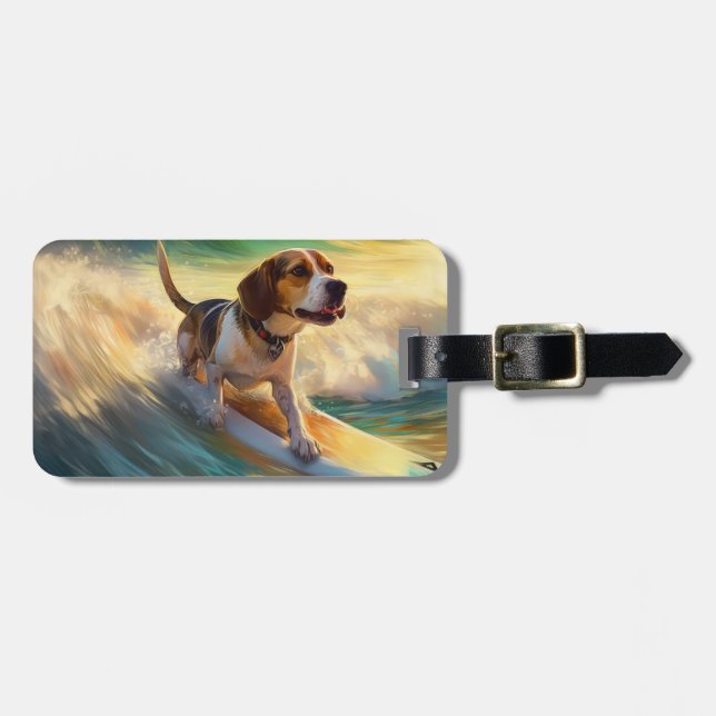 Etiqueta Para Maletas Beagle Beach Surfing Painting (Frente Horizontal)