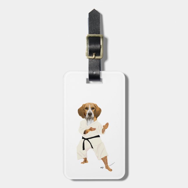 Etiqueta Para Maletas Beagle de Karate (Frente Vertical)