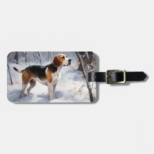 Etiqueta Para Maletas Beagle Let It Snow Navidades (Frente Horizontal)