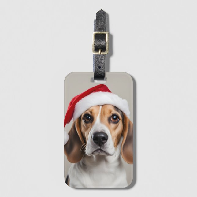 Etiqueta Para Maletas Beagle Navidades (Anverso vertical)