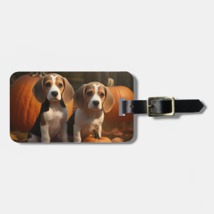 Etiqueta Para Maletas Beagle Puppy Calabaza deslumbrante de otoño