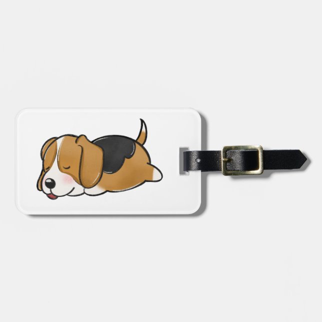 Etiqueta Para Maletas Beagle Sleeping Personalizado (Frente Horizontal)