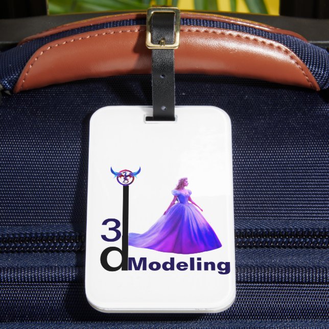 Etiqueta Para Maletas Beauty Cinderella 3D Modelado - (Anverso In situ 2)