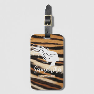Etiqueta Para Maletas Beauty Salon Custom Name Tiger Print Salon Bag