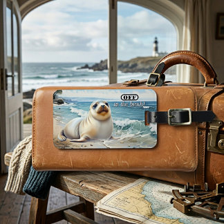 Etiqueta Para Maletas Bebé Foca Adorable de Vacaciones a la Playa