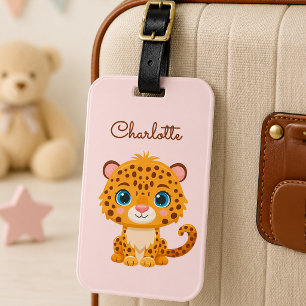 Etiqueta Para Maletas Bebé Leopardo Lindo Animal de Safari para Niños