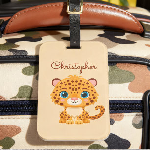 Etiqueta Para Maletas Bebé Leopardo Safari Animal Adorable Niños