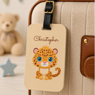 Etiqueta Para Maletas Bebé Leopardo Safari Animal Adorable Niños
