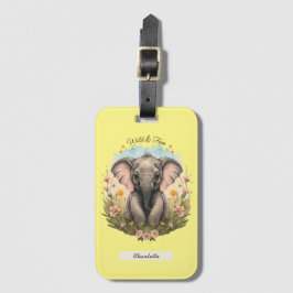 Etiqueta Para Maletas Bebé lindo Elefante Calf Flor silvestre Wanderlust