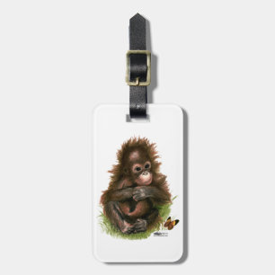 Etiqueta Para Maletas Bebé orangután y mariposa