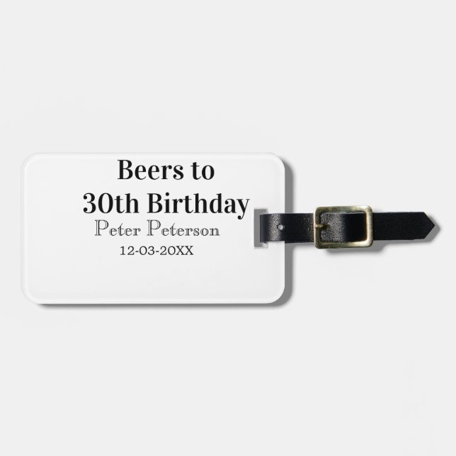 Etiqueta Para Maletas Beers to 30th birthday name date man stylishSimple (Frente Horizontal)