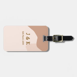 Etiqueta Para Maletas Beige boho curvo nombre fecha de boda