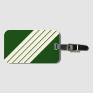 Etiqueta Para Maletas Beige verde oscuro rayas retro clásicas de los año